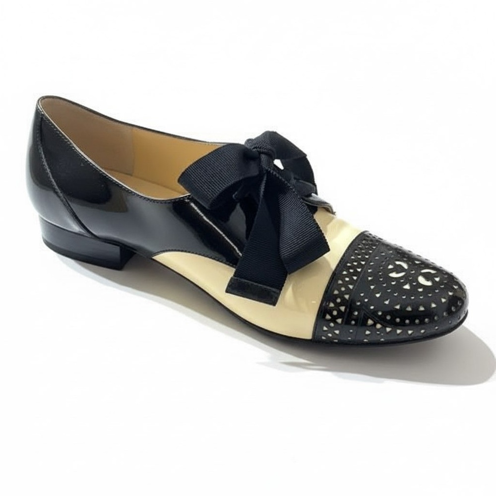 Carlo Pazolini Black and Cream Patent Leather Women's Loafers